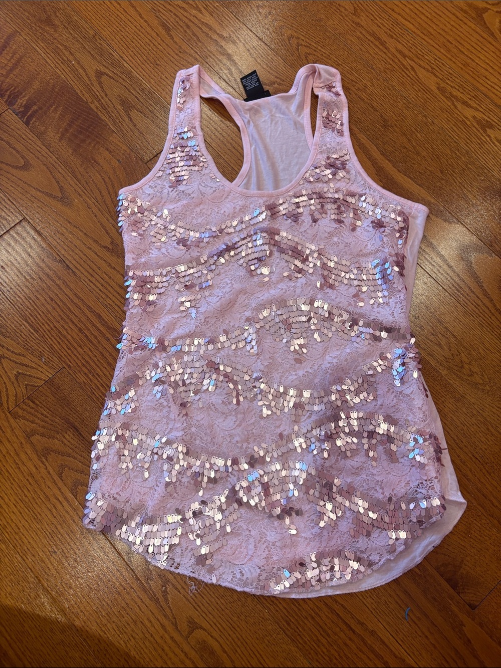 Rue21 Pink Sequin Lace Racerback Tank